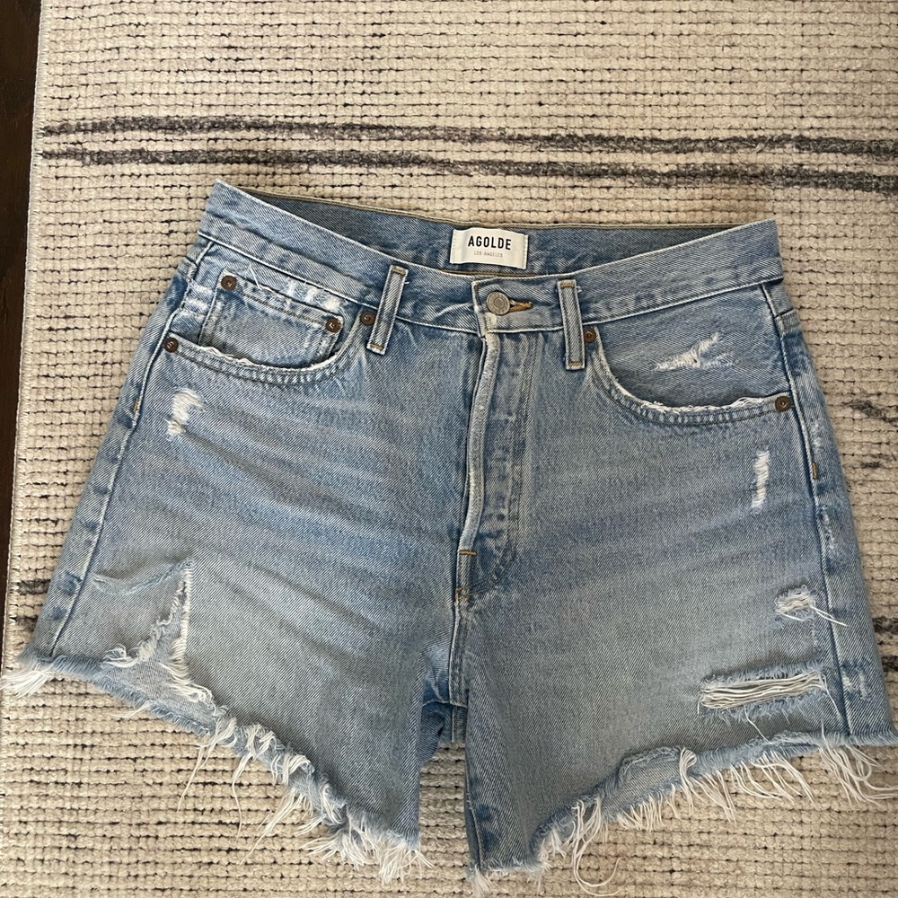 AGOLDE Parker Long High Waist Denim Shorts